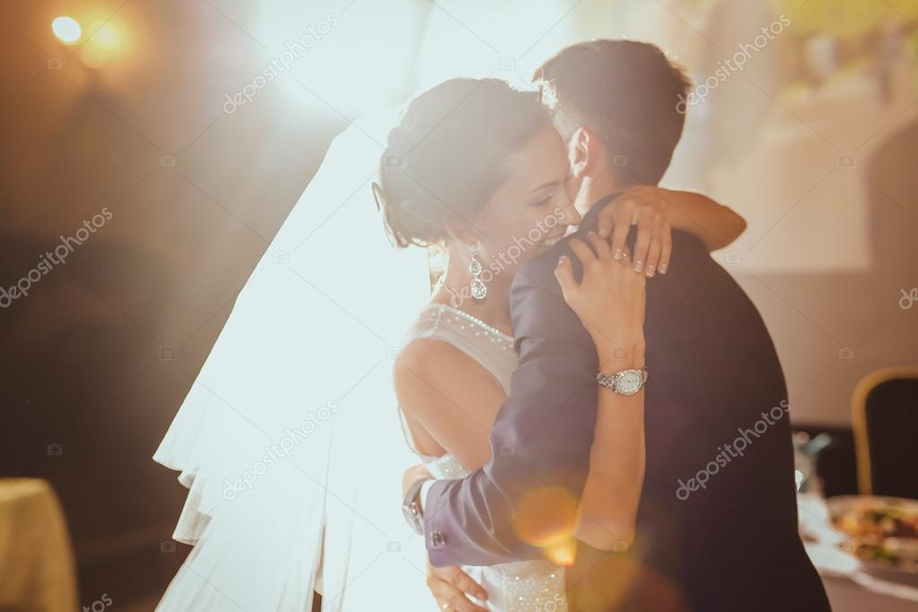 bride and groom dancing in the restaurant