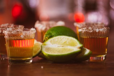 Tekila, limon ve tuz ahşap tablo