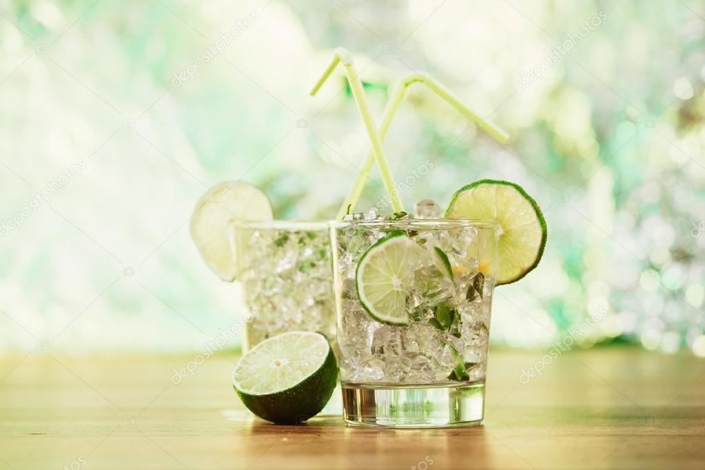 Mint and lime refreshing summer cocktails