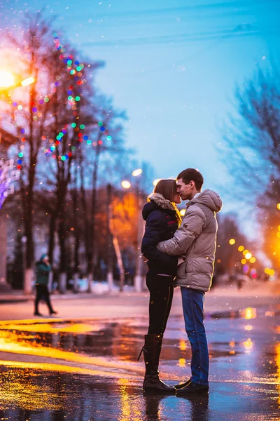 雪の恋人キス市 ストックフォト