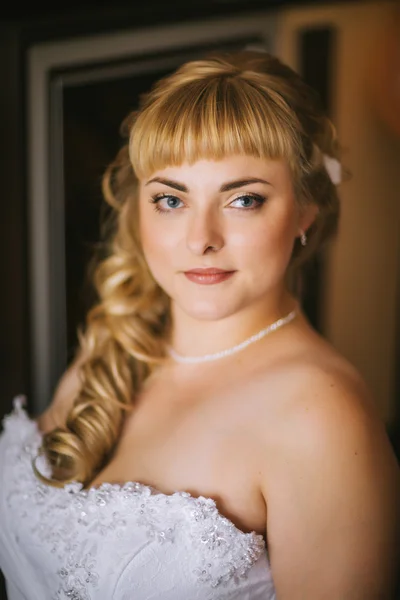 Portrait of bride on the classic bright background — Stok Foto