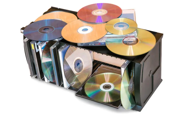 Компактные диски в контейнере . — стоковое фото