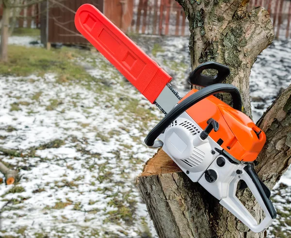 Kettingzaag en knippen boomtakken. — Stockfoto