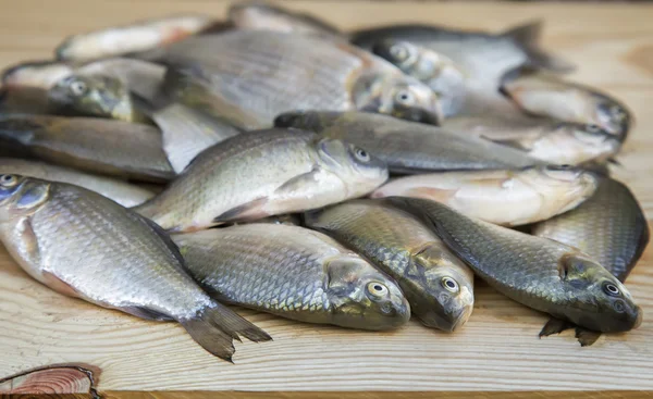 Peces enganchados en el río sobre una superficie de mesa . —  Fotos de Stock