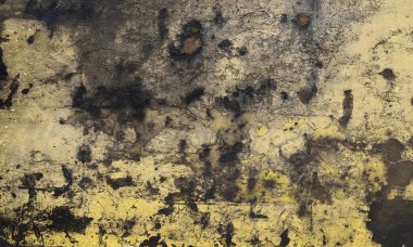 Grunge arkaplan resmi: Çatlak sarı boyalı eski paslı metal
