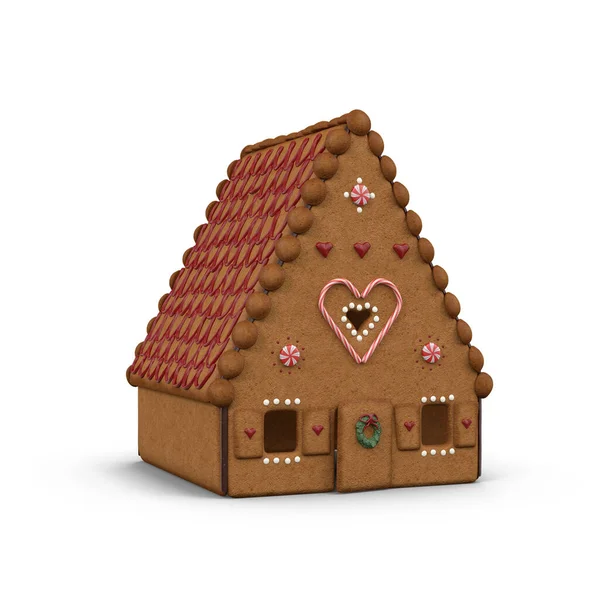 Christmas decoration: beautiful gingerbread house, 3D rendering — Stock Photo, Image