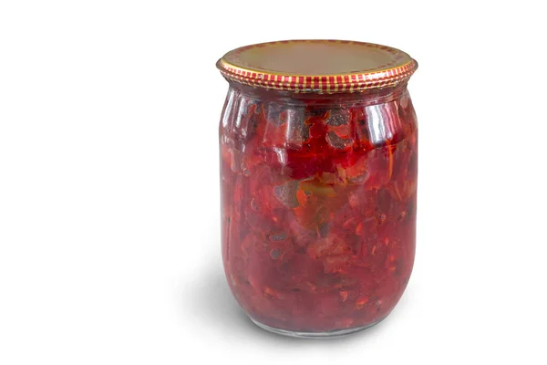 Home Conserve: barbabietola in scatola con verdure per borscht. — Foto Stock