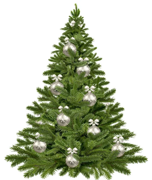 Prachtige Kerstboom Met Sneeuw Takken Witte Achtergrond Weergave — Stockfoto