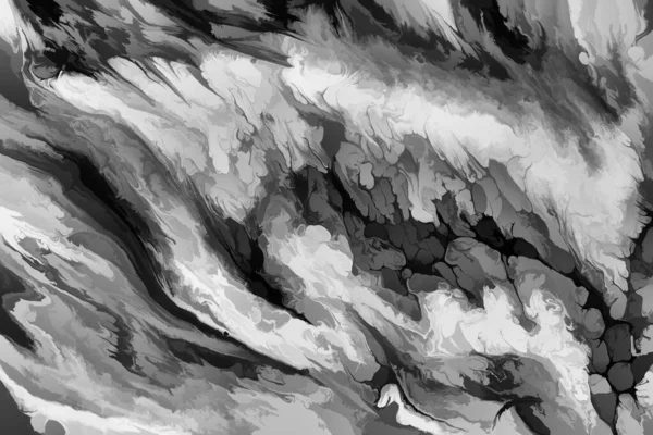 Fondo acrílico abstracto: remolinos y olas en blanco y negro — Foto de Stock