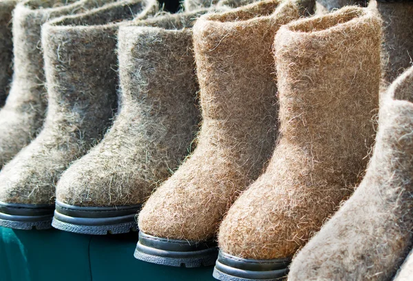 Warm shoes made of felt (felt boots) — Stock Photo, Image