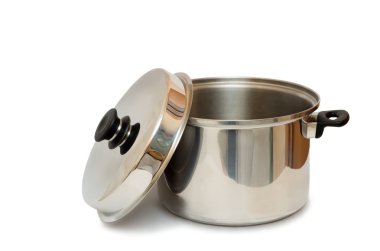 Beyaz bir arka plan üzerinde rahat tencereye.