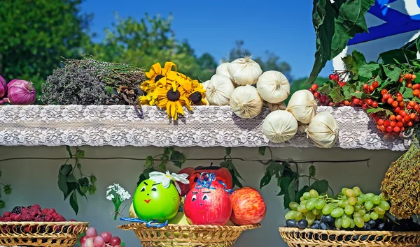 Magnifiquement conçu Cabinet pour la vente de légumes et de fruits . — Photo