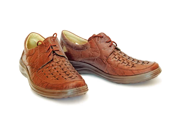 Pánské kožené boty na bílém pozadí. — Stock fotografie