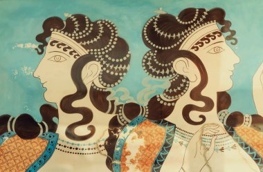 Antik duvar resimleri bir parçası. Cre Knossos Sarayı