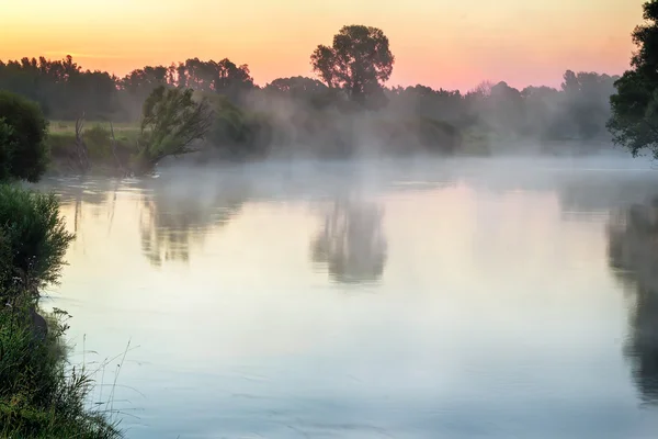 Tidig Dimmig morgon och en liten flod. — Stockfoto