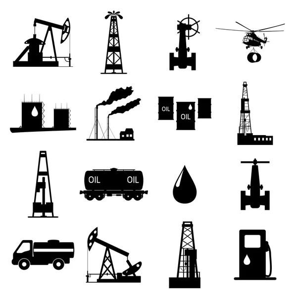Zestaw ikon ropy naftowej i ropy naftowej. — Wektor stockowy