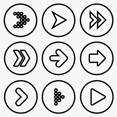 Siluetleri okları kümesi.