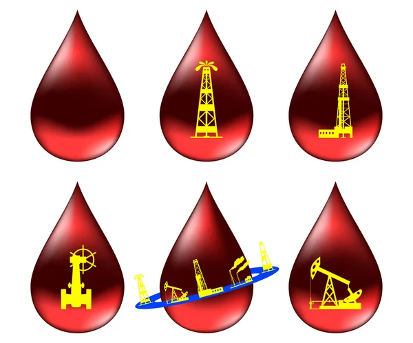 Set of icons in the oil droplets. — Stock Vector