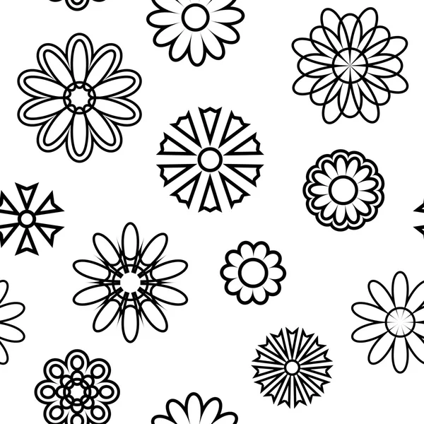 Seamless mönster med silhuetter av blommor. — Stock vektor