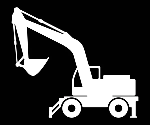 The silhouette of the excavate on a dark background. — Stock Vector