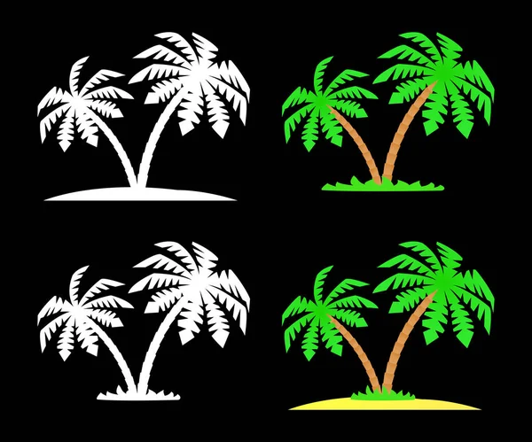 Ensemble de silhouettes et d'images de palmiers. — Image vectorielle