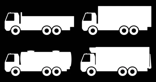 Σετ σιλουέτες τα φορτηγά. Εικονογράφηση διανύσματος. — Διανυσματικό Αρχείο