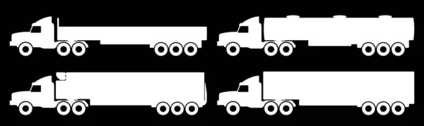 Набор силуэтов грузовые автомобили. Векторная иллюстрация. — стоковый вектор