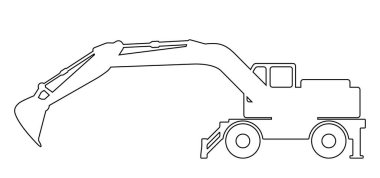 Beyaz arka plandaki kazı yerinin silüeti.