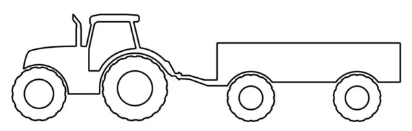 Silhuett av en traktor med släpvagn. — Stock vektor