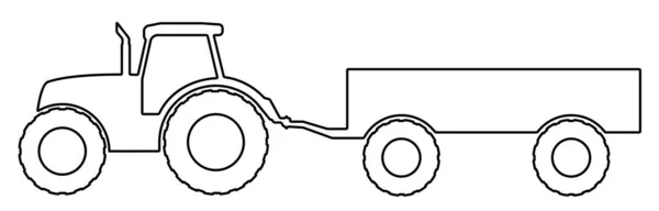 Силует трактора з причепом . — стоковий вектор