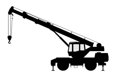 Beyaz arkaplandaki vinç silueti.