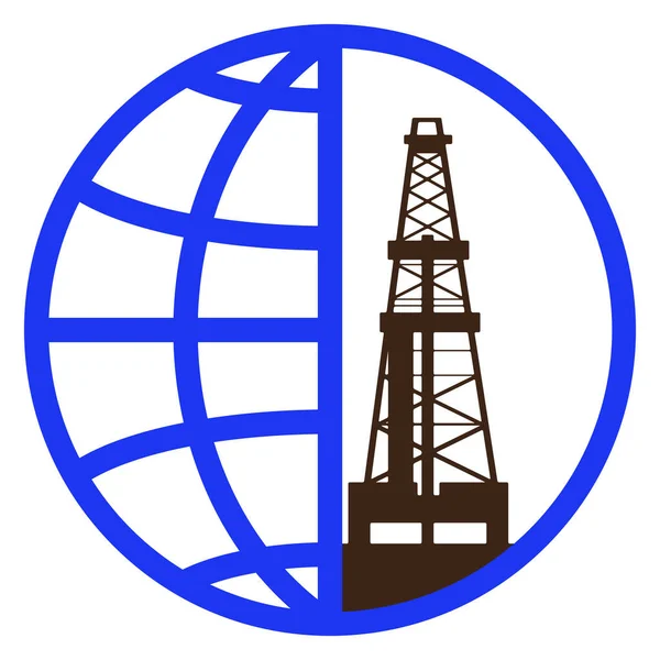 Rig silhouet in globe embleem. Vectorillustratie. — Stockvector