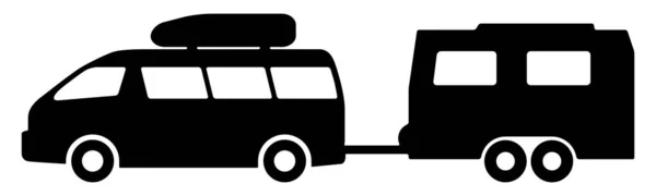 Silhouet van een minibus met aanhanger. — Stockvector