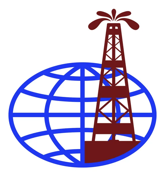 Oljefontän i bakgrunden av jordklotet. — Stock vektor