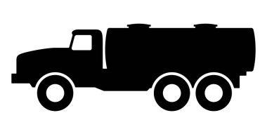 Beyaz arka planda bir kamyonun silüeti.