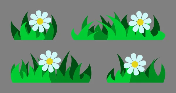 Set of silhouettes of green grass. Vector illustration. — Stock Vector