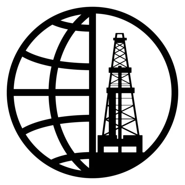 Rig siluet dalam lambang bola dunia. Ilustrasi vektor. - Stok Vektor