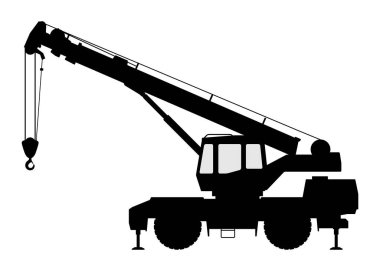 Beyaz arkaplandaki vinç silueti.