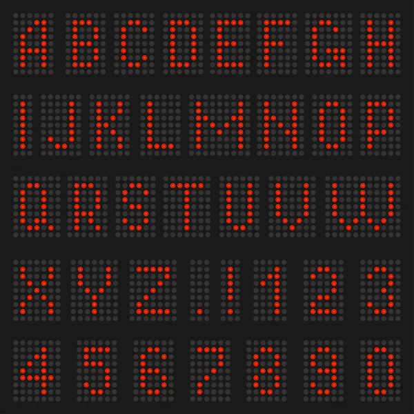 Alfabet en cijfers van licht. — Stockvector