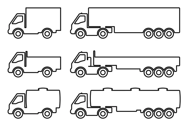 Set of silhouettes the cargo trucks. — Stock Vector