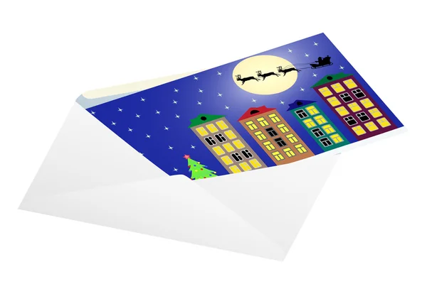 Kerstkaart in een envelop. — Stockvector