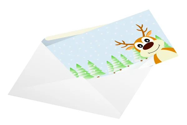 Χριστουγεννιάτικη κάρτα σε έναν φάκελο. — Διανυσματικό Αρχείο