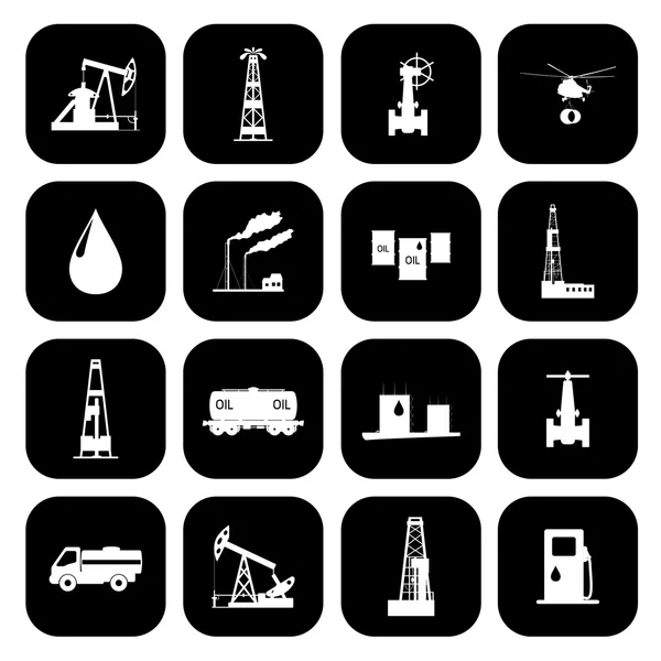 Conjunto de iconos de petróleo y petróleo. — Vector de stock