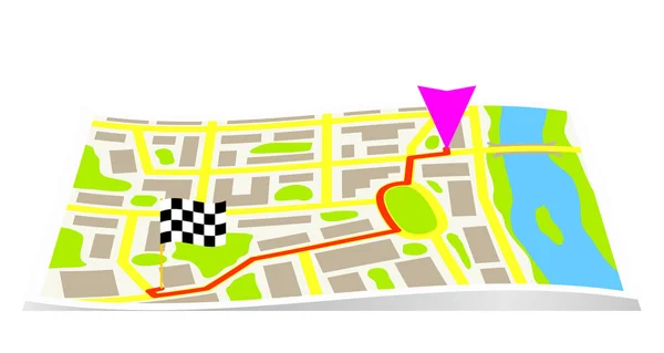 L'itinéraire sur la carte de la ville. — Image vectorielle