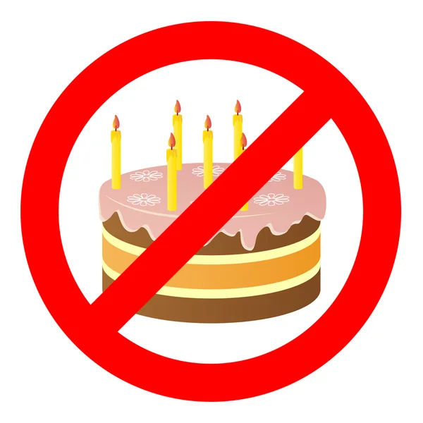 Pastel de cumpleaños en la prohibición de signos . — Archivo Imágenes Vectoriales