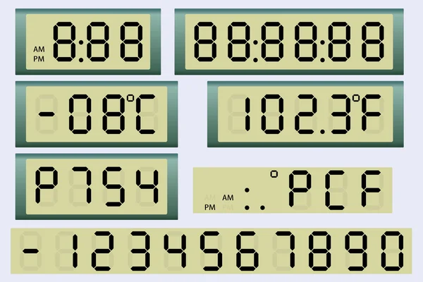 Ηλεκτρονικό πίνακα επιδόσεων ρολόι και θερμόμετρο. — Διανυσματικό Αρχείο