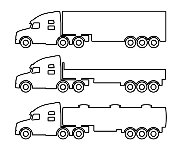 Set de siluete camioanele de marfă . — Vector de stoc