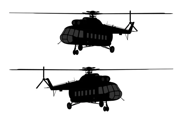Вертолет установленного силуэта . — стоковый вектор