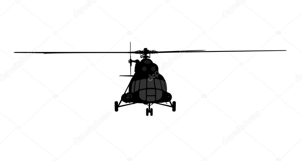 Helicopter of silhouette.