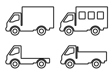 Siluet seti kargo kamyonları.